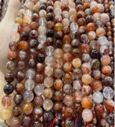 Natural Gemstone Loose Beads Necklace - red flower crystal A - NO.170 ABC Jewelries