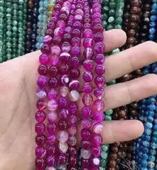 Natural Gemstone Loose Beads Necklace - rose stripe agate - NO.122 ABC Jewelries