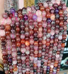 Natural Gemstone Loose Beads Necklace - strawberry Super 7 - NO.221 ABC Jewelries