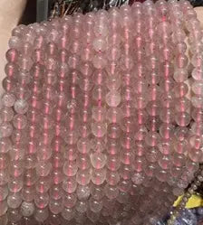 Natural Gemstone Loose Beads Necklace - strawberry quartz A - NO.35 ABC Jewelries