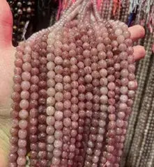 Natural Gemstone Loose Beads Necklace - strawberry quartz B - NO.36 ABC Jewelries