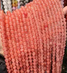 Natural Gemstone Loose Beads Necklace - watermelon red - NO.98 ABC Jewelries