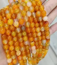 Natural Gemstone Loose Beads Necklace - yellow stripe agate - NO.118 ABC Jewelries