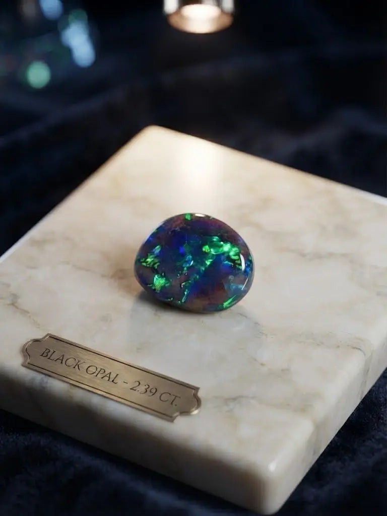 Natural Quality 1 Black Opal Gemstones From Australian, Dimension 15x 14.5 mm, Weight 2.39 Ct, Shape semicircle, GEM-ABC-278