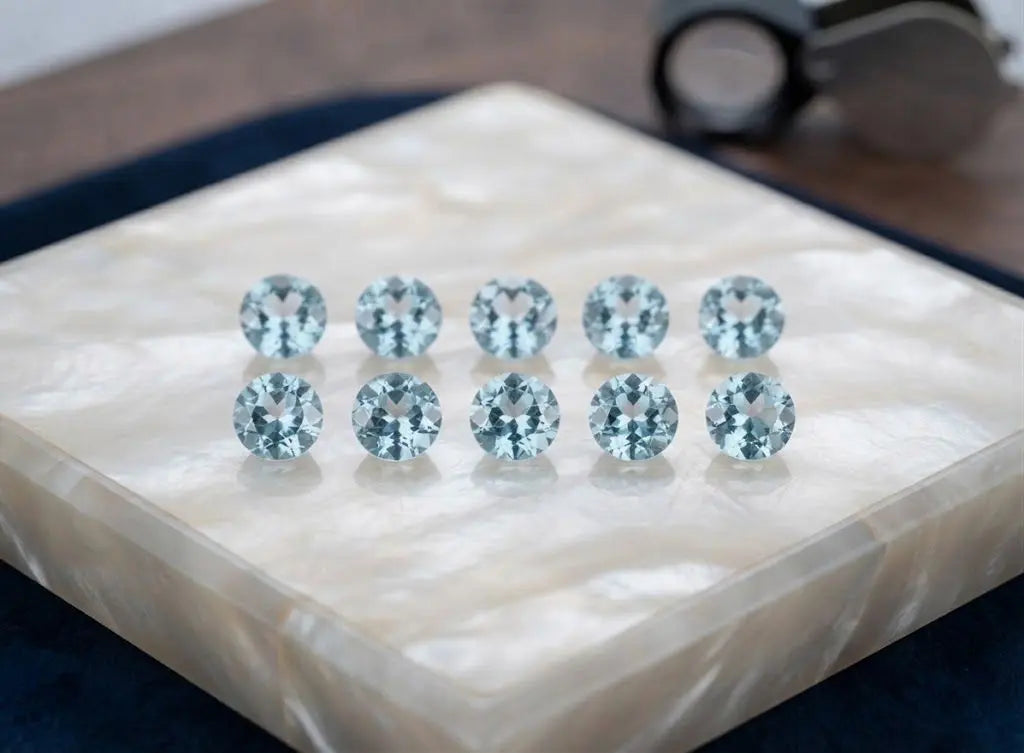 Natural Quality 10 Aquamarine Gemstones From Madagascar, Dimension 5 mm, Weight 2.5 CT, Shape Round cut, GEM-ABC-344