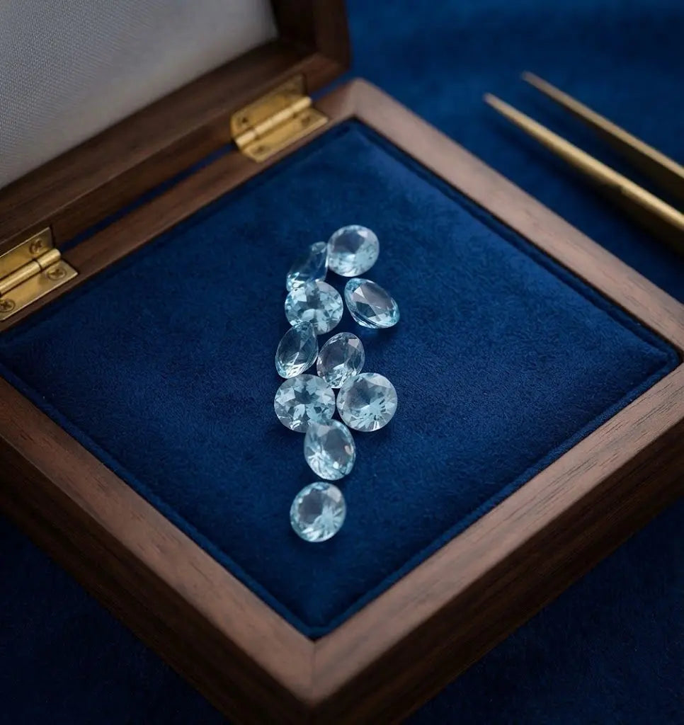 Natural Quality 10 Aquamarine Gemstones From Madagascar, Dimension 5 mm, Weight 3.0 CT, Shape Round cut, GEM-ABC-346
