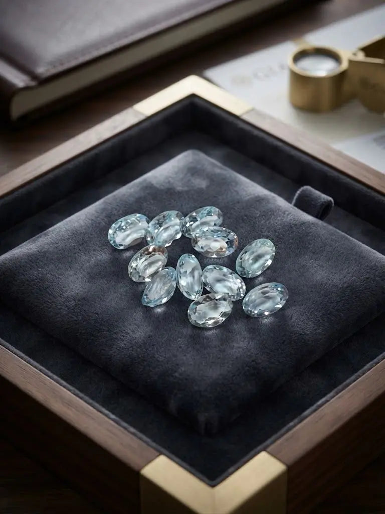 Natural Quality 11 Aquamarine Gemstones From Madagascar, Dimension 6x9 mm, Weight 8. CT, Shape Oval cut, GEM-ABC-301