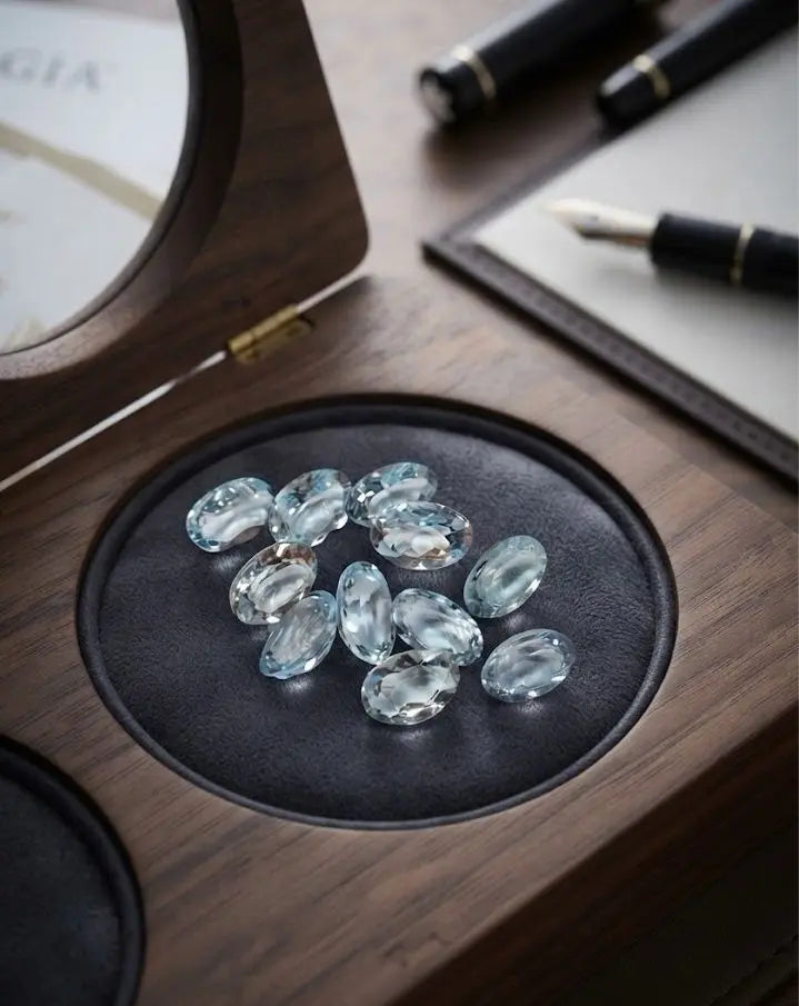 Natural Quality 11 Aquamarine Gemstones From Madagascar, Dimension 6x9 mm, Weight 8.5 CT, Shape Oval cut, GEM-ABC-302