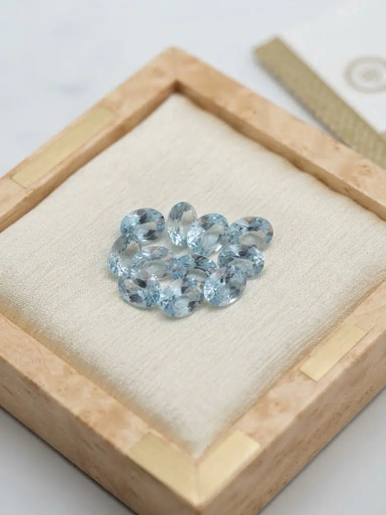 Natural Quality 11 Aquamarine Gemstones From Madagascar, Dimension 6x9 mm, Weight 9.0 CT, Shape Oval cut, GEM-ABC-298
