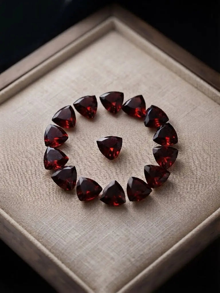 Natural Quality 14 Garnet Gemstones From Brazil, Dimension 5.mm, Weight 9.0ct, Shape trillion, GEM-ABC-269