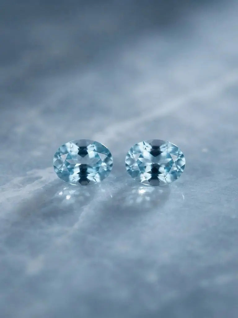 Natural Quality 2 Aquamarine Gemstones From Madagascar, Dimension 3x5 mm, Weight 0.23 Ct, Shape Oval, GEM-ABC-274