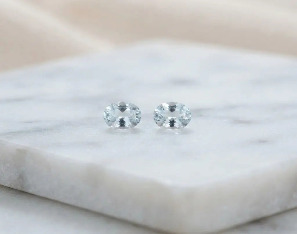Natural Quality 2 Aquamarine Gemstones From Madagascar, Dimension 3x5 mm, Weight 0.27 CT, Shape Oval cut, GEM-ABC-308