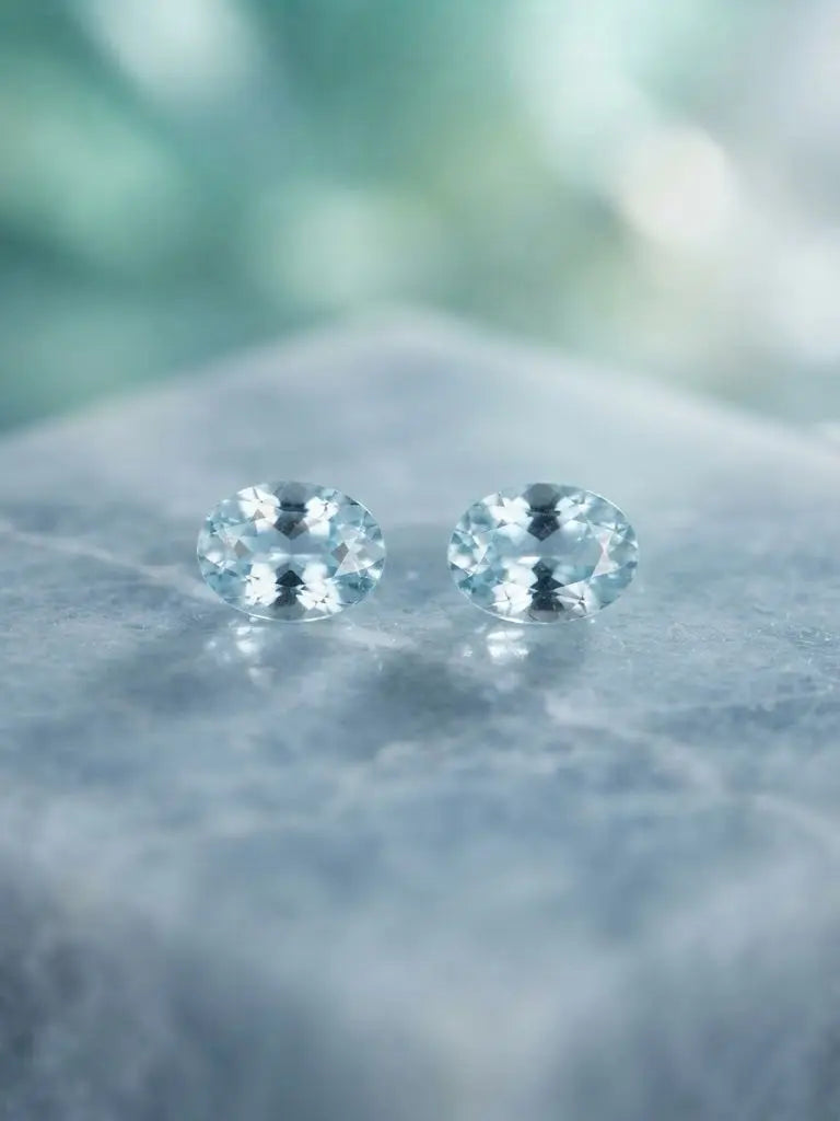 Natural Quality 2 Aquamarine Gemstones From Madagascar, Dimension 3x5 mm, Weight 0.29 Ct, Shape Oval, GEM-ABC-275