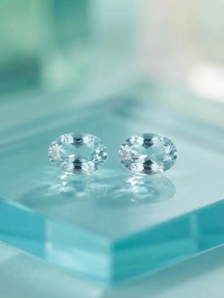 Natural Quality 2 Aquamarine Gemstones From Madagascar, Dimension 3x5 mm, Weight 0.36 Ct, Shape Oval, GEM-ABC-272