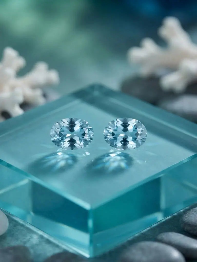 Natural Quality 2 Aquamarine Gemstones From Madagascar, Dimension 3x5 mm, Weight 0.39 Ct, Shape Oval, GEM-ABC-280