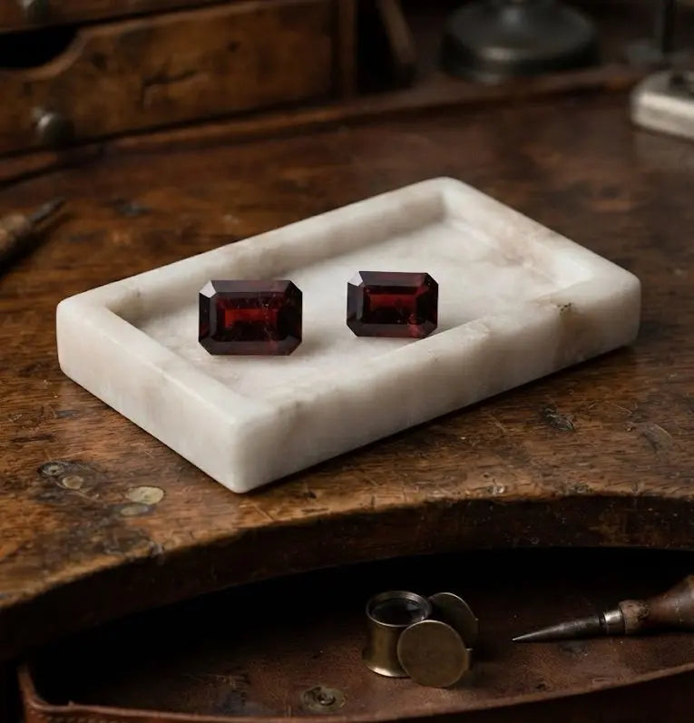 Natural Quality 2 Garnet Gemstones From Brazil, Dimension 6 x 9 mm, Weight 1.36 Ct, Shape Emerald Cut, GEM-ABC-340