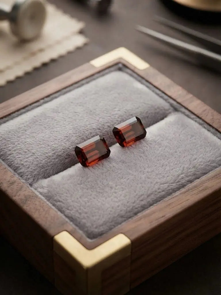 Natural Quality 2 Garnet Gemstones From Brazil, Dimension 6 x 9 mm, Weight 1.50 Ct, Shape Emerald Cu, GEM-ABC-331