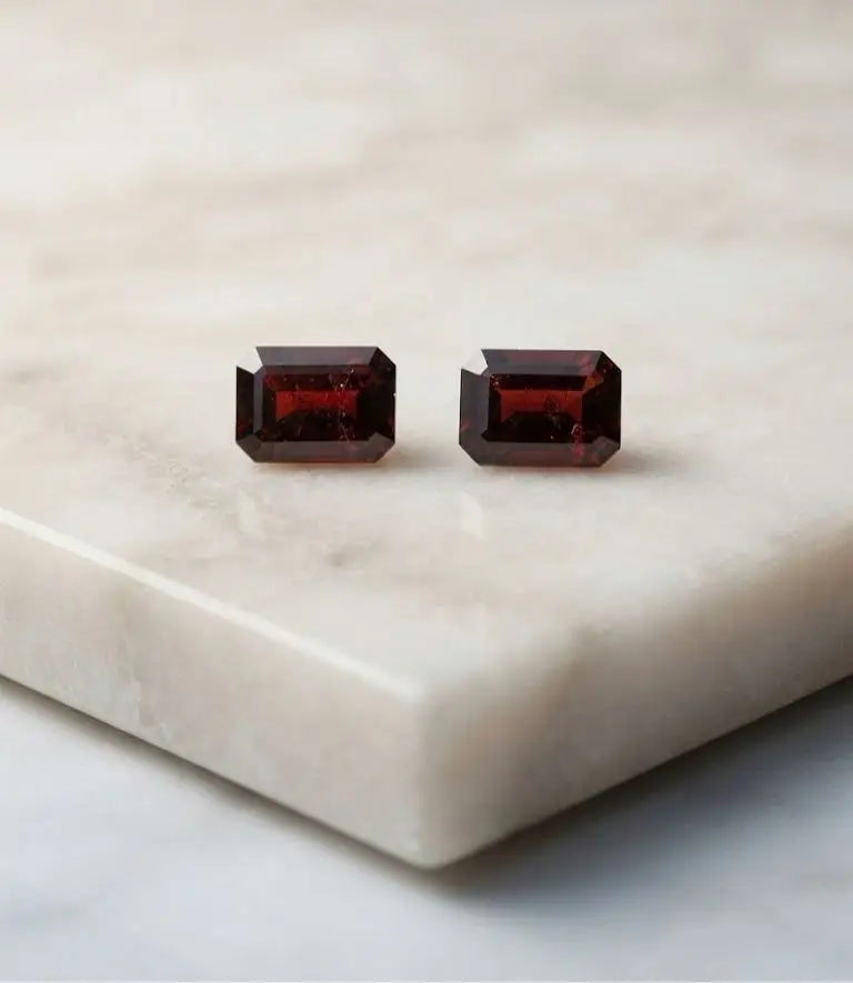 Natural Quality 2 Garnet Gemstones From Brazil, Dimension 6 x 9 mm, Weight 1.50 Ct, Shape Emerald Cut, GEM-ABC-338