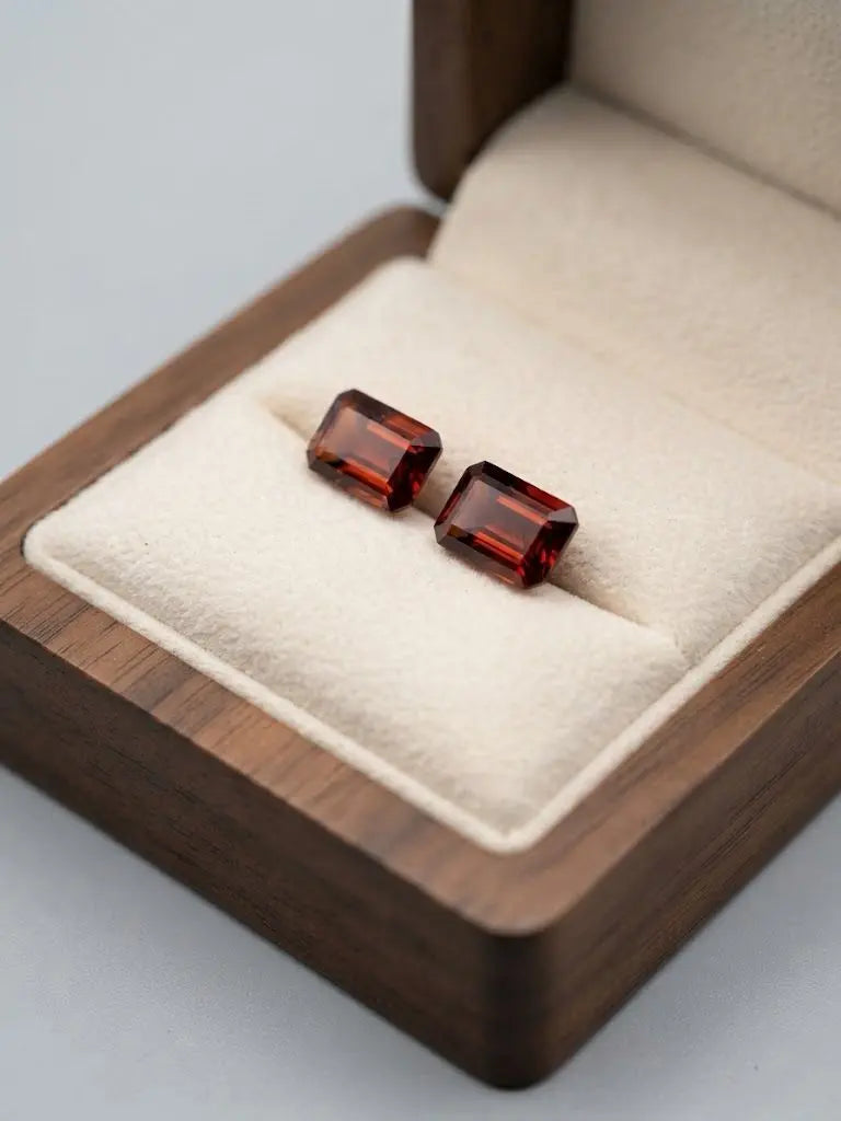 Natural Quality 2 Garnet Gemstones From Brazil, Dimension 6 x4 mm, Weight 1.48 Ct, Shape Emerald Cut, GEM-ABC-310