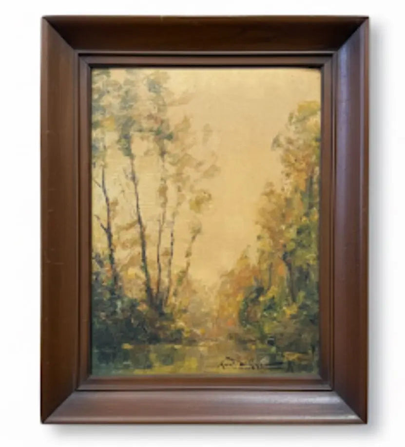 Oil painting of a sun-dappled with ana frame Approx. 16" x 20"