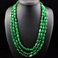 Oval Shape 695.00 Cts Earth Mined Enhanced Emerald Beads Necklace NK 15E190 ABC Jewelery