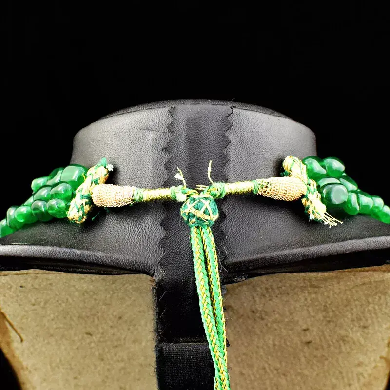 Oval Shape 695.00 Cts Earth Mined Enhanced Emerald Beads Necklace NK 15E190 ABC Jewelery