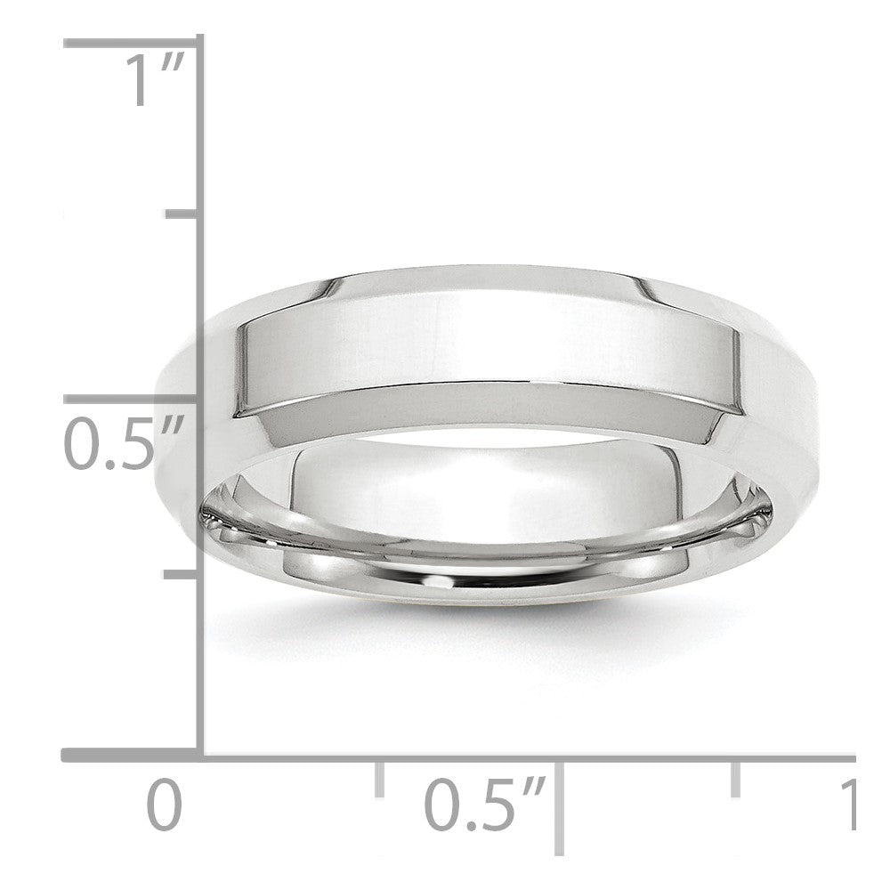 Platinum 6mm Polished Beveled Edge Size 7 Wedding Band