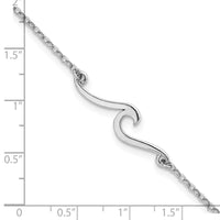 Sterling Silver Rhodium-plated Polished Wave 9 +1in Anklet