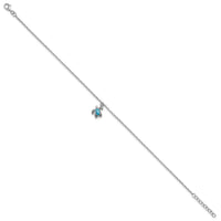 Sterling Silver Rhodium-Plated Preciosa Crystal Turtle 9 +1in Anklet