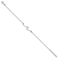 Sterling Silver Rhodium-plated Polished Wave 7 +1in Bracelet