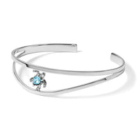 Sterling Silver Rhodium-plated Blue Crystal Turtle Bangle