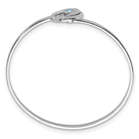Sterling Silver Rhodium-Plated Crystal Wave Closed Latch Bangle