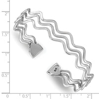 Sterling Silver Rhodium-plated Polished Multi Wave Bangle