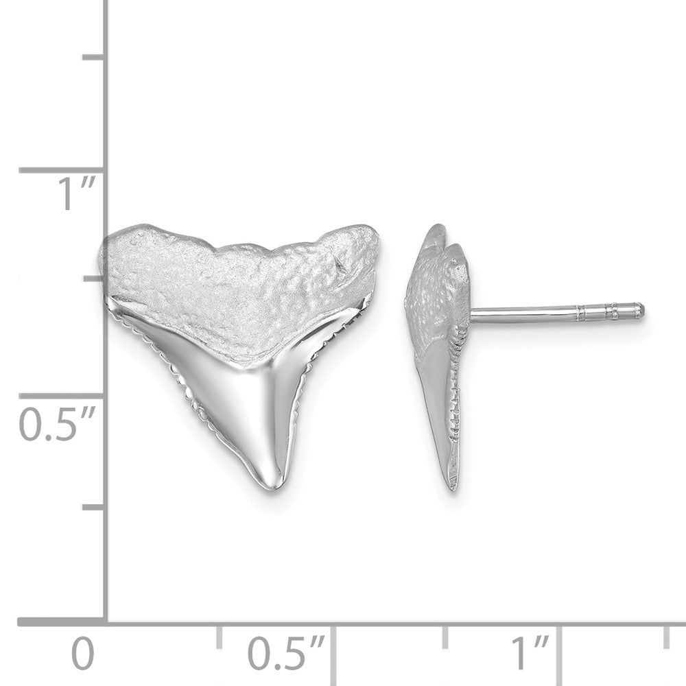 Sterling Silver Rhodium-Plated Polished Bull Shark Post Earrings