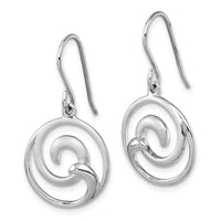 Sterling Silver Rhodium-Plated Double Wave Dangle Earrings