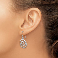 Sterling Silver Rhodium-Plated Double Wave Dangle Earrings