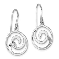 Sterling Silver Rhodium-Plated Double Wave Dangle Earrings