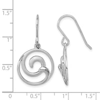Sterling Silver Rhodium-Plated Double Wave Dangle Earrings