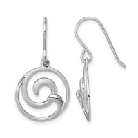 Sterling Silver Rhodium-Plated Double Wave Dangle Earrings