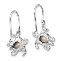 Sterling Silver Rhodium-plated Crystal Turtle Dangle Earrings