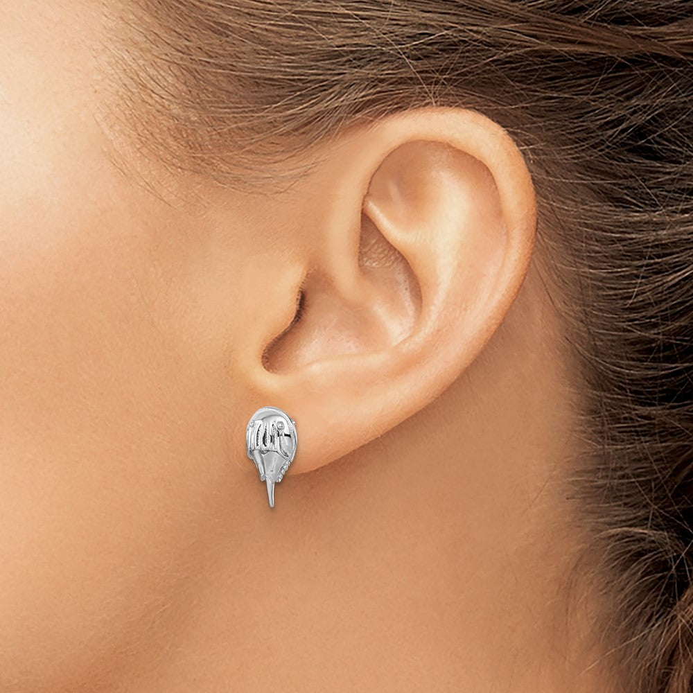 Sterling Silver Rhodium-plated Polished Horseshoe Crab Post Earrings
