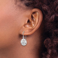 Sterling Silver Rhodium-plated Polished Sand Dollar Dangle Earrings