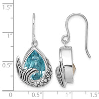 Sterling Silver Rhodium-plated Crystal Mermaid Tail Dangle Earrings
