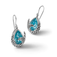 Sterling Silver Rhodium-plated Crystal Mermaid Tail Dangle Earrings
