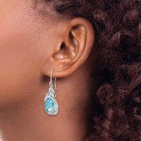 Sterling Silver Rhodium-Plated Polished CZ Mermaid Dangle Earrings