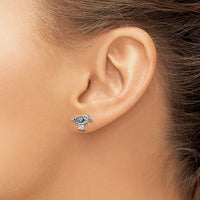 Sterling Silver Rhodium-plated Antiqued Sandpiper Post Earrings