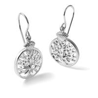Sterling Silver Rhodium-Plated Starfish & Scallop Shell Reef Dangle Earring