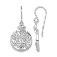 Sterling Silver Rhodium-Plated Starfish & Scallop Shell Reef Dangle Earring