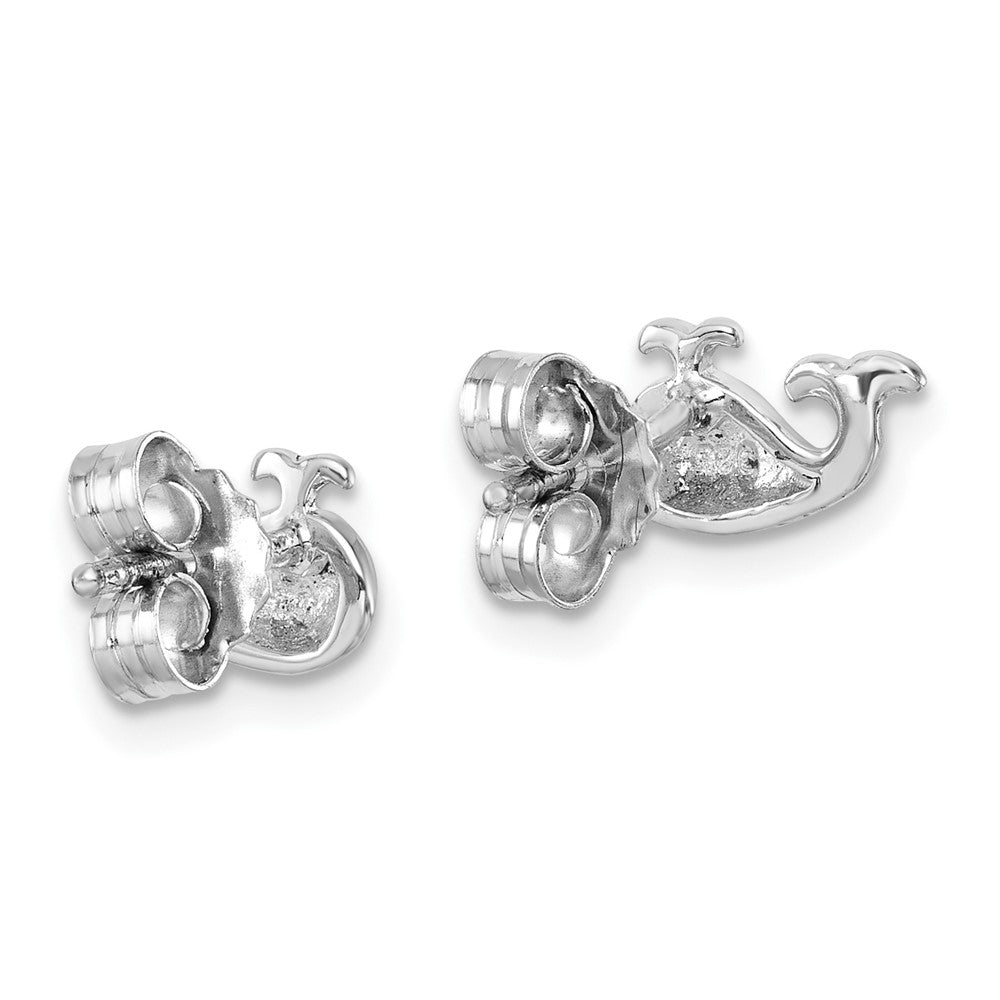 Sterling Silver Rhodium-Plated Polished Whale Post Earrings