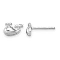 Sterling Silver Rhodium-Plated Polished Whale Post Earrings